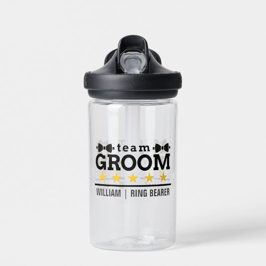 Team Groom | TRAUZEUGE | Bachelor | SCHWARZ-WEISS Trinkflasche (Vorne)