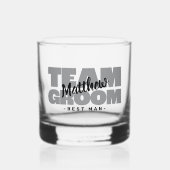 Team Groom Trauzeuge Hochzeitname Schwarzes Graues Whiskyglas (Vorderseite)