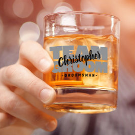 Team Groom Trauzeuge Hochzeitname Schwarzes Graues Whiskyglas