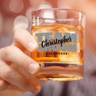 Team Groom Trauzeuge Hochzeitname Schwarzes Graues Whiskyglas