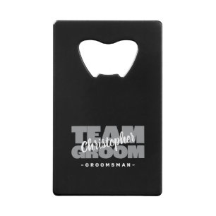 Team Groom Trauzeuge Name Wedding Party Black Gray Geldbeutel Flaschenöffner