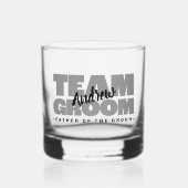 Team Groom Vater der Hochzeit Name Schwarz Grau Whiskyglas (Vorderseite)