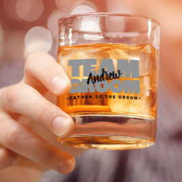 Team Groom Vater der Hochzeit Name Schwarz Grau Whiskyglas