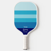 Team Groom Wedding Party Blue Strip Personalisiert Pickleball Schläger (Rückseite)