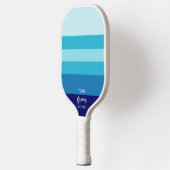 Team Groom Wedding Party Blue Strip Personalisiert Pickleball Schläger (Links)