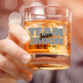 Team Groom zu sein Hochzeitname Schwarz Graue Ange Whiskyglas