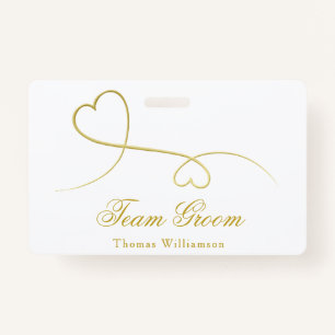Team Groom   Zwei goldene Herzen Hochzeit Ausweis
