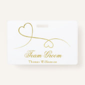 Team Groom | Zwei goldene Herzen Hochzeit Ausweis (Rückseite)