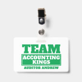 Team-grünes personalisierter Name Team Gebäude Abz Ausweis (Front with Clip)