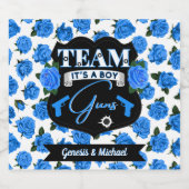 Team-GUNS, Waffen oder Rose Gender Reveal Blue Bierflaschenetikett (Einzelnes Label)