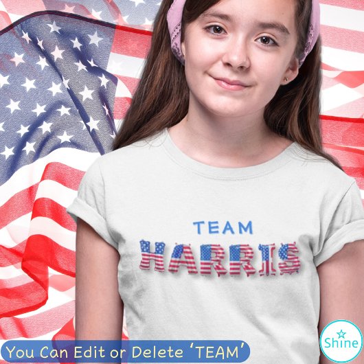 TEAM HARRIS US Flag Balloon Letters Kamala Harris T-Shirt