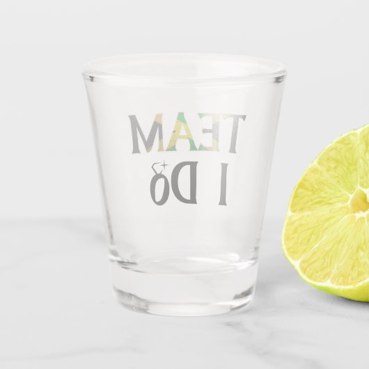 Team I Do Jamaican Flag Wedding Junggeselinnen-Abs Schnapsglas (Rückseite)