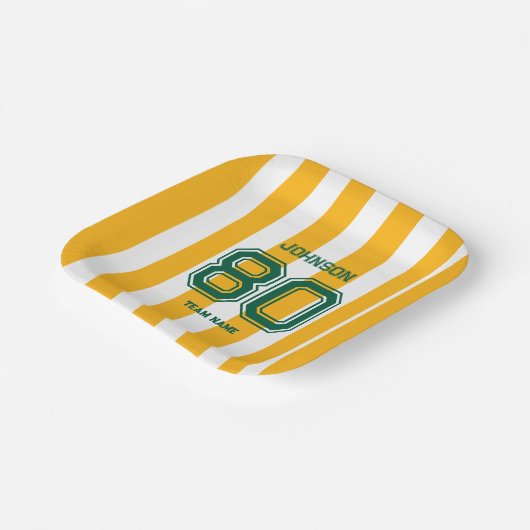 Team-Individuelle Name-Nummer für Gelb und Grün Pappteller (Gewinkelt)