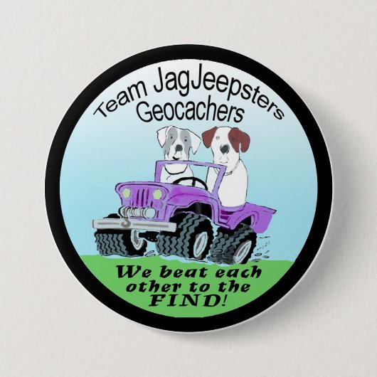 Team JagJeepsters Geocaching Abzeichen Button (Vorderseite)