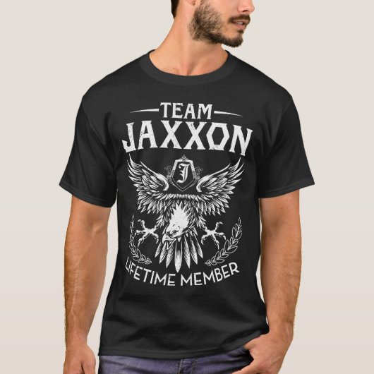 Team JAXXON.png Nachname des Lebenszeit-Mitglieds T-Shirt (Vorderseite)