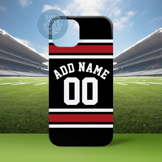 Team Jersey Individuelle Name und Nummer Red Black Case-Mate iPhone Hülle