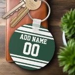 Team Jersey mit Individuelle Name und Nummer Schlüsselanhänger<br><div class="desc">Grün und Weiß - Wenn Sie Fantasy Football-Team-Besitzer sind,  machen Sie Ihre eigenen Produkte und zeigen Sie Ihren Freunden! Oder - Spielst du High School Football und will ein Memento? Dieses Jersey Design ist perfekt für jeden,  der Sport spielt.</div>