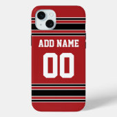 Team Jersey Red Black Individuelle Name Number Case-Mate iPhone Hülle (Rückseite)