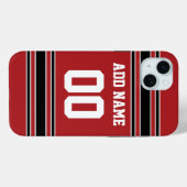 Team Jersey Red Black Individuelle Name Number Case-Mate iPhone Hülle (Rückseite (Horizontal))