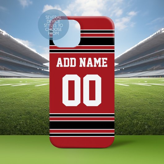 Team Jersey Red Black Individuelle Name Number Case-Mate iPhone Hülle