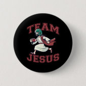 Team Jesus Football Lover T-Shirt Christlich Faith Button (Vorderseite)