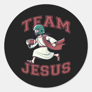 Team Jesus Football Lover T-Shirt Christlich Faith Runder Aufkleber