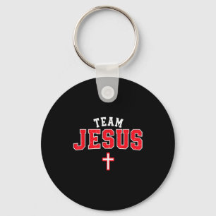 Team Jesus - Lustiges christliches Kreuz-Emblem Gl Schlüsselanhänger