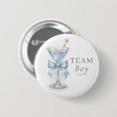 Team Junge Dusty Blue Schleife Geschlecht Enthüllu Button (Vorne & Hinten)