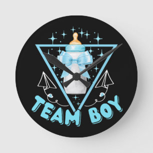 Team Junge Runde Wanduhr