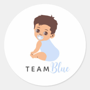 Team Junge Süßes Baby mit blauem Schnuller Runder Aufkleber