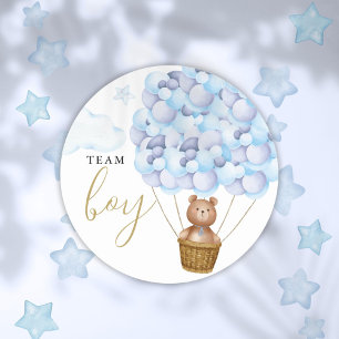 Team Junge Teddybär Blau Geschlecht Enthüllung Abs Runder Aufkleber