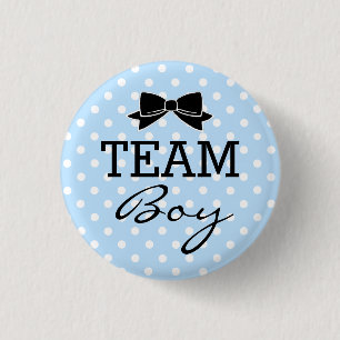 Team-Jungen-blaue Tupfen-Babyparty Button
