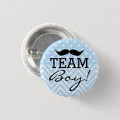 Team-Jungen-Schnurrbart-Blau-Babyparty Button (Vorne & Hinten)