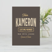 Team Kameron Lifetime Personalisiert Name Einladung (Stehend Vorderseite)