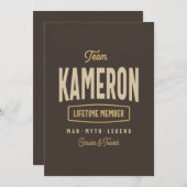Team Kameron Lifetime Personalisiert Name Einladung (Vorne/Hinten)