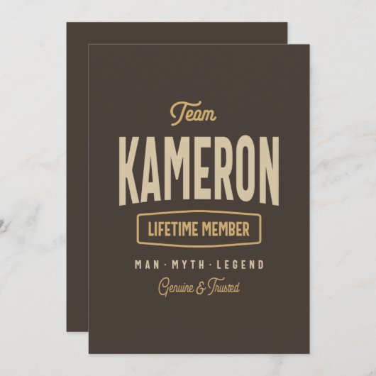 Team Kameron Lifetime Personalisiert Name Einladung (Vorne/Hinten)