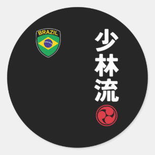 Team Karate Shorin Ryu Brasilien Flagge Japanische Runder Aufkleber