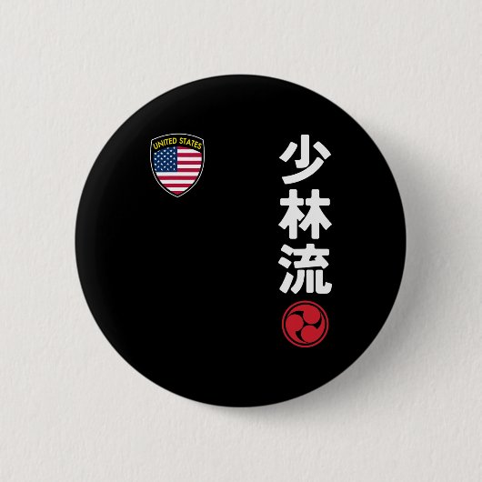 Team Karate Shorin Ryu Usa Flag Japanisches Martia Button (Vorderseite)