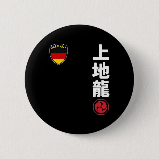 Team Karate Uechi Ryu Deutsche Flagge Japanisches Button (Vorderseite)