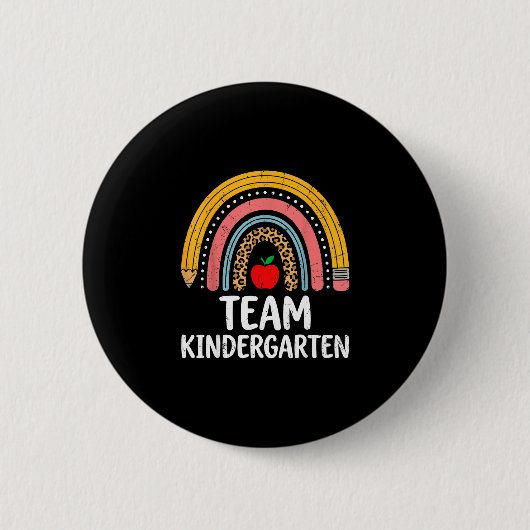 Team Kindergarten Boho Regenbogen Bleistift K Lehr Button (Vorderseite)