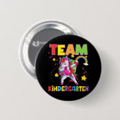 Team Kindergarten Dabbing Unicorn Zurück zur Schul Button (Vorne & Hinten)