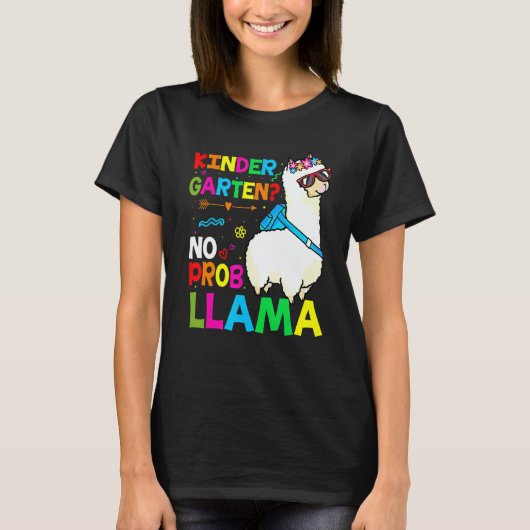 Team Kindergarten Teacher Rainbow No Prob Llama 10 T-Shirt (Vorderseite)