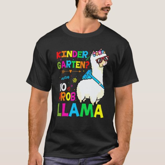 Team Kindergarten Teacher Rainbow No Prob Llama 10 T-Shirt (Vorderseite)