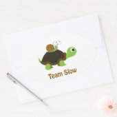 Team Langsamer Niedlicher Cartoon Schildkröte und  Ovaler Aufkleber (Umschlag)