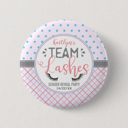 "Team Lashes" Modernes Party der Geschlechteroffen Button (Vorderseite)