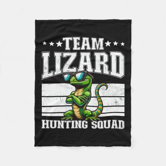 Team Lizard Jagdkommad Funny Retro Gecko Lizard Fleecedecke (Vorderseite)