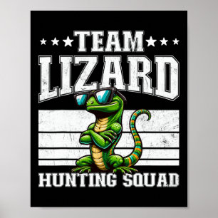 Team Lizard Jagdkommad Funny Retro Gecko Lizard Poster