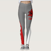 Team & Lüfter Rot/Grau/Weiß-Maskottchen Leggings (Vorderseite)