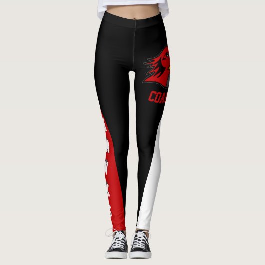 Team & Lüfter Schwarz/Rot/Weiß-Maskottchen Leggings