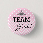 Team-Mädchen-Baby-Duschen-Polka-Punkt Zickzack Button (Vorderseite)